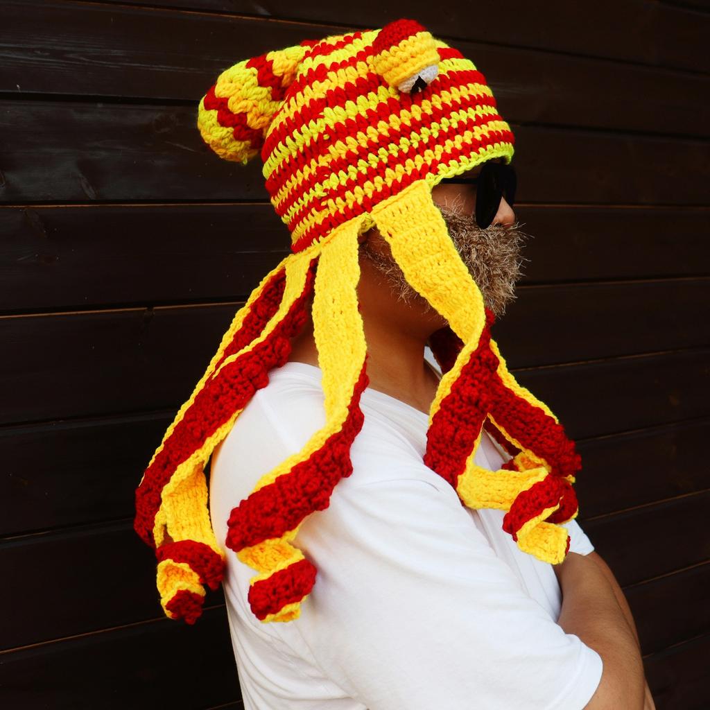 Вечерние хитрые забавные головные уборы Вязаные крючком шерстяные шляпы с цветными блоками