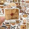 30 шт. Винтажные коричневые наклейки Эстетичные ПВХ для ноутбука, скетчбука, детские канцелярские принадлежности Декор Скрапбукинг Школьные принадлежности