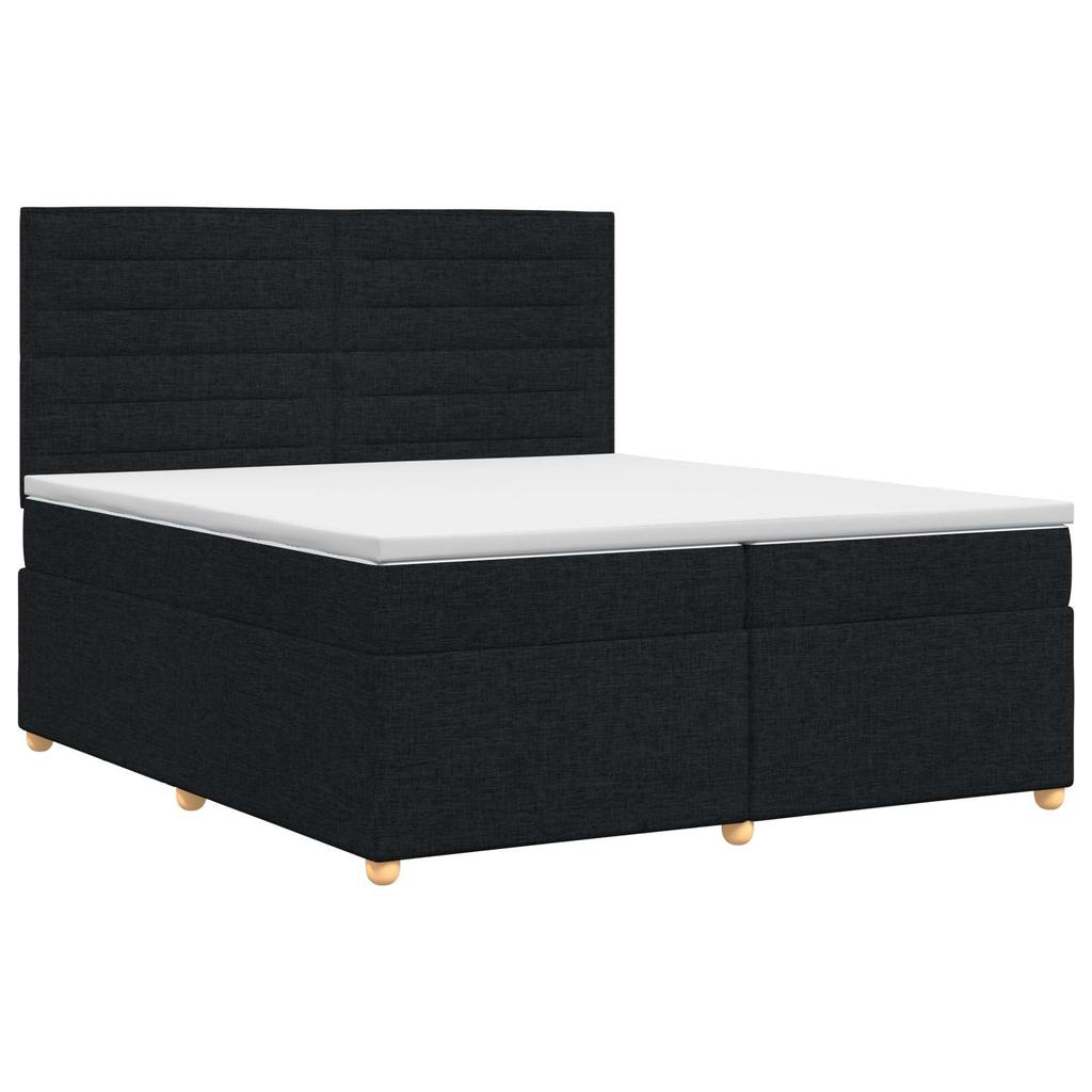 Box Spring Bed with Mattress Black 200 x 200 cm Fabric