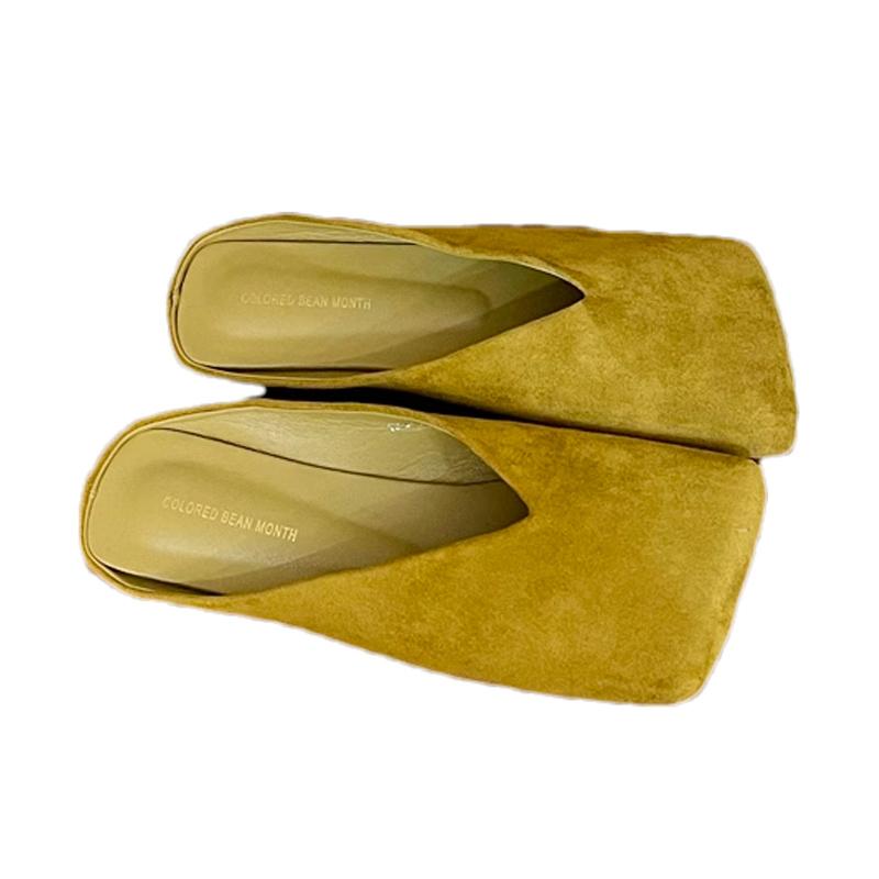 Fashion Flats Women Square Toe Slippers Designer Shallow Mule Shoes 2025 Summer New Casual Shoes Fad Brand Walking Soft Femme Chaussures