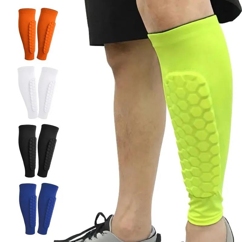 1pc Shin Guards Football Basketball with Honeycomb Padding Breathable Nylon Anti Impact Sport Leg Protectors for Kids Adults 1