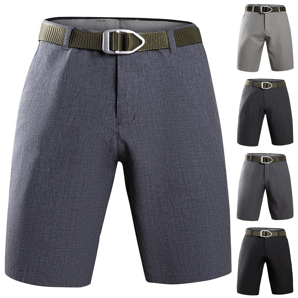 Мужские летние рабочие шорты, свободные повседневные брюки с пятью точками, мужские летние однотонные повседневные шорты-карго