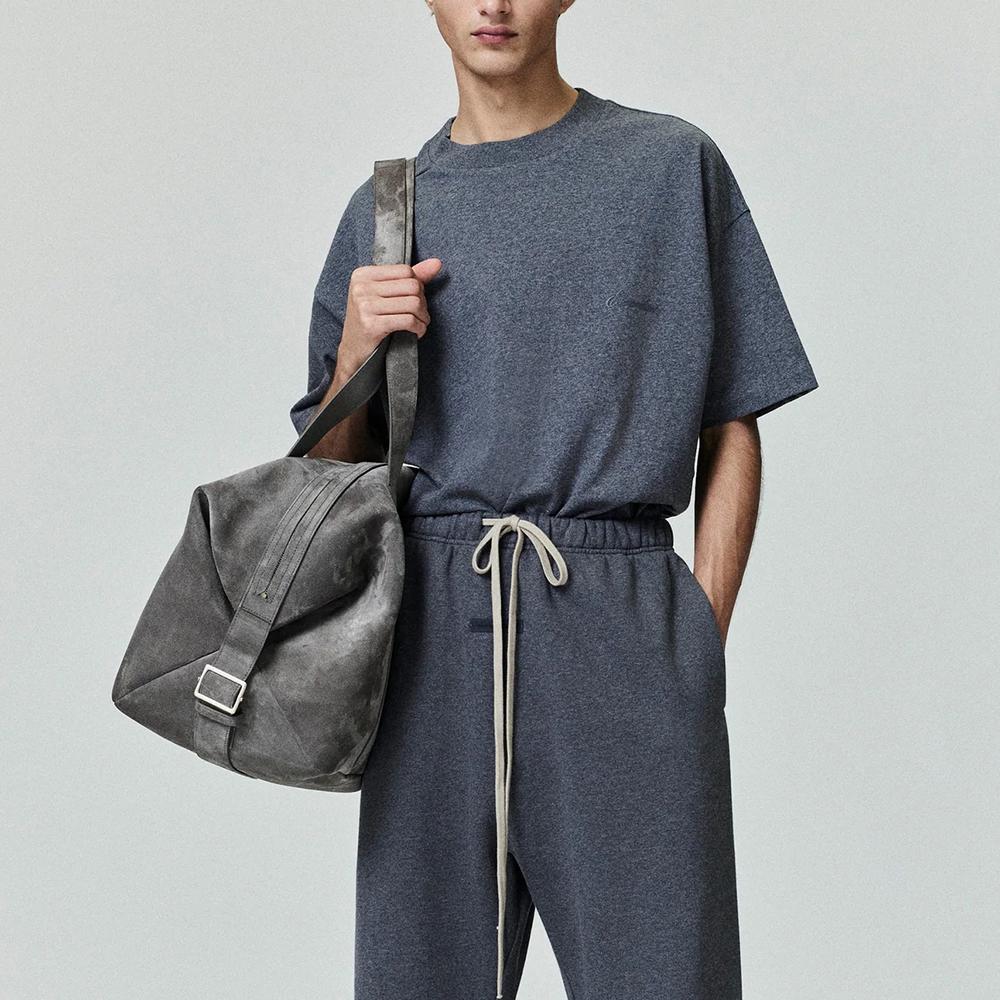 Fear of God Essentials Классическая футболка с коротким рукавом Угольный меланж Мужские Топы Серый 125HO254191F