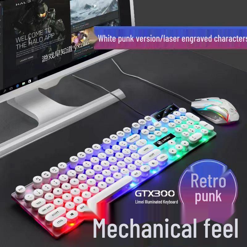 RGB Проводной Механический Игровой Комплект Клавиатура и Мышь для ПК и Ноутбука