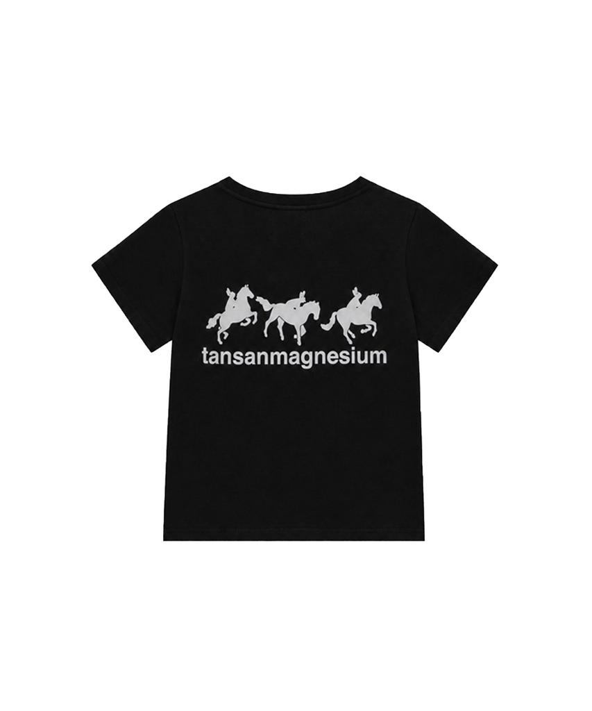 Футболка с изображением лошади и кролика Tansanmageunesyum (Черно-белый)