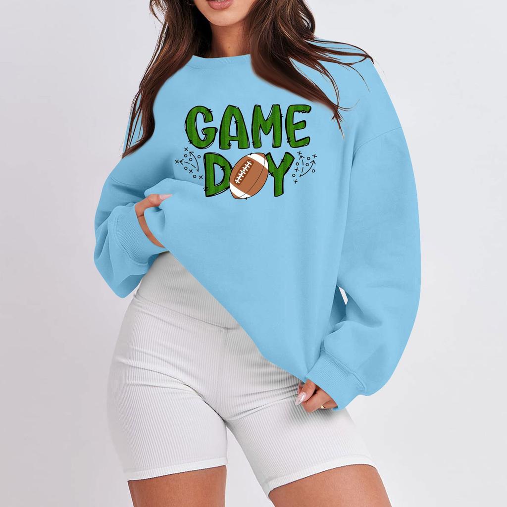 Women's Casual Fashion Long Sleeve Print Round Neck Loose Sweatshirt Top