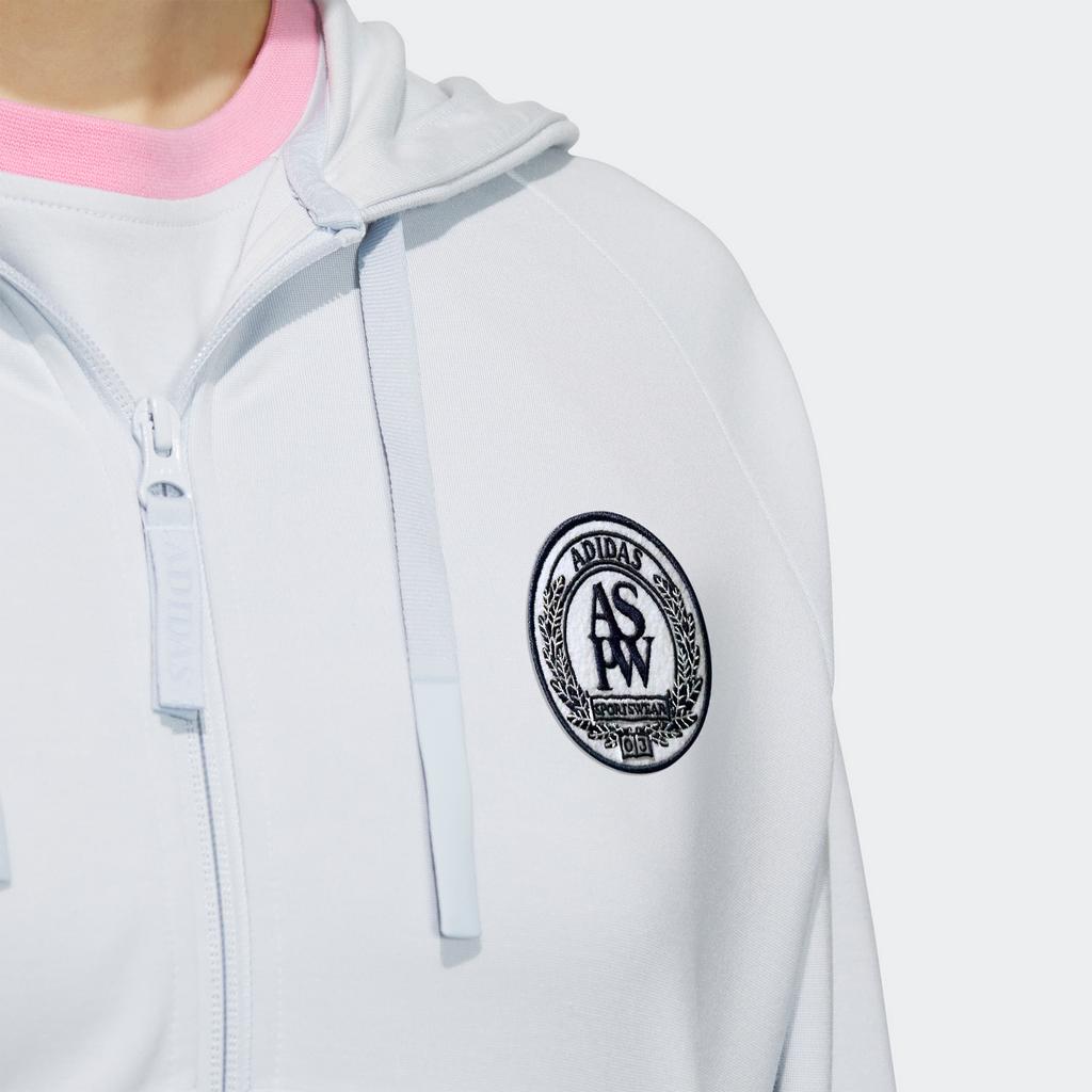 Adidas Verbiage укороченная куртка с капюшоном женские куртки светло-голубые JE3605