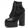 Fashion Black Boots Women Heel Spring Autumn Lace-Up Soft Leather Platform Shoes Woman Party Ankle Boots High Heels Punk