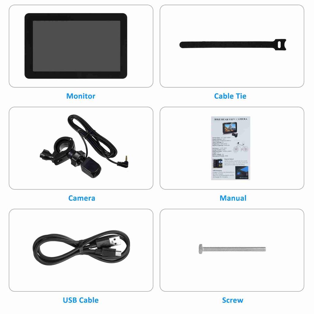 Камера заднего вида для велосипеда 1080P, аккумулятор 5000 мАч, 4,3-дюймовый экран, камера заднего вида для горного велосипеда