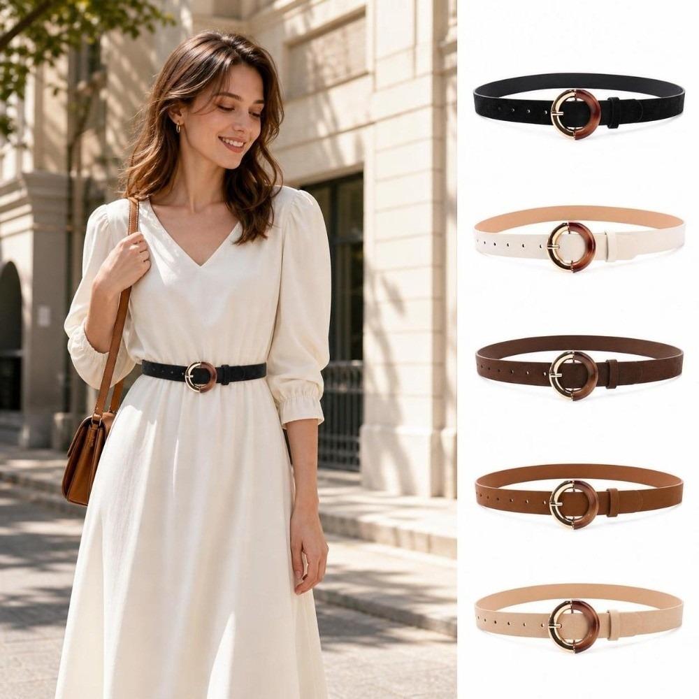 Alloy Metal Buckle Fashion Waist Belt PU Leather Faux Leather Belt Simple Dress Belt For Women