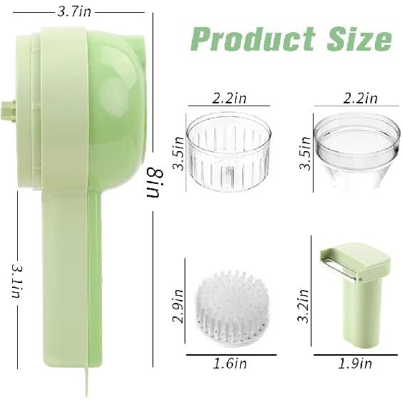 Electric Vegetable Cutter Set - 4 In 1 Portable, Rechargeable, Wireless Food Processor & Chopper Machine for Pepper, Garlic, Onion, Celery & Meat