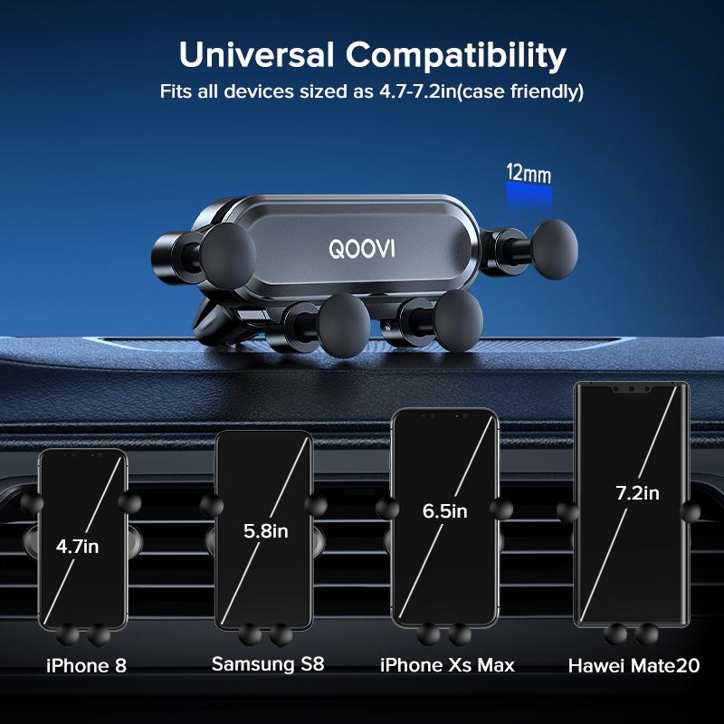 QOOVI Гравитационный держатель для телефона-подставка для автомобильного вентиляционного отверстия без магнитного держателя мобильного телефона с поддержкой GPS для iPhone 13 12 11 Pro Max Xiaomi Samsung