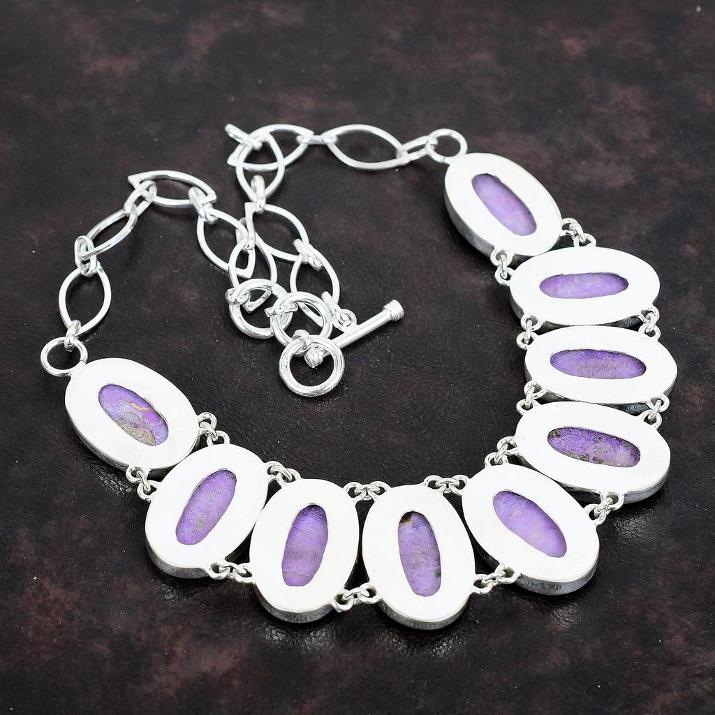 Purpurite Necklace Handmade Necklace Gemstone Jewelry 925 Sterling Silver Necklace Adjustable Chain Necklace Gifts for Mother Silver Jewelry