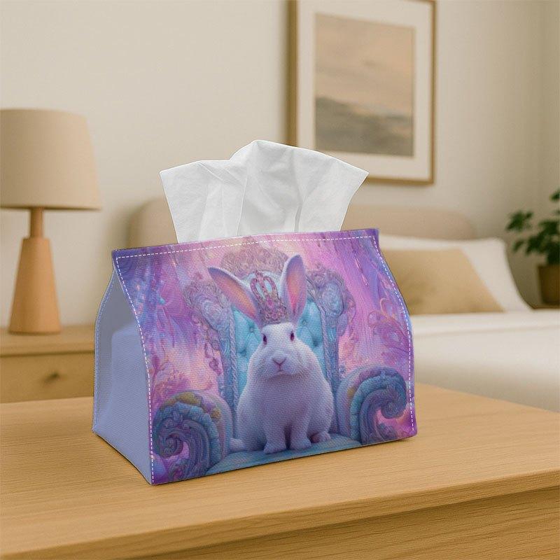 1pc Tissue Box Holder Featuring a White Rabbit with Long Ears - A Versatile Napkin Dispenser Suitable for Home Gatherings, Car Decoration - A Stylish