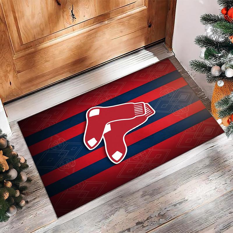 Boston Red Sox Crystal Velvet Carpet Soft Anti?Slip Floor Mat Comfortable Home Living Room Bedroom Decor Rug
