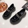 2024 Autumn New Women's Mary Jane Small Leather Shoes Muffin Versatile Loafer Women's Single Shoes Thick Soles Increase Campus