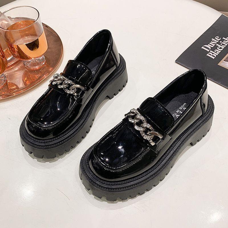 2024 Autumn New Women's Mary Jane Small Leather Shoes Muffin Versatile Loafer Women's Single Shoes Thick Soles Increase Campus