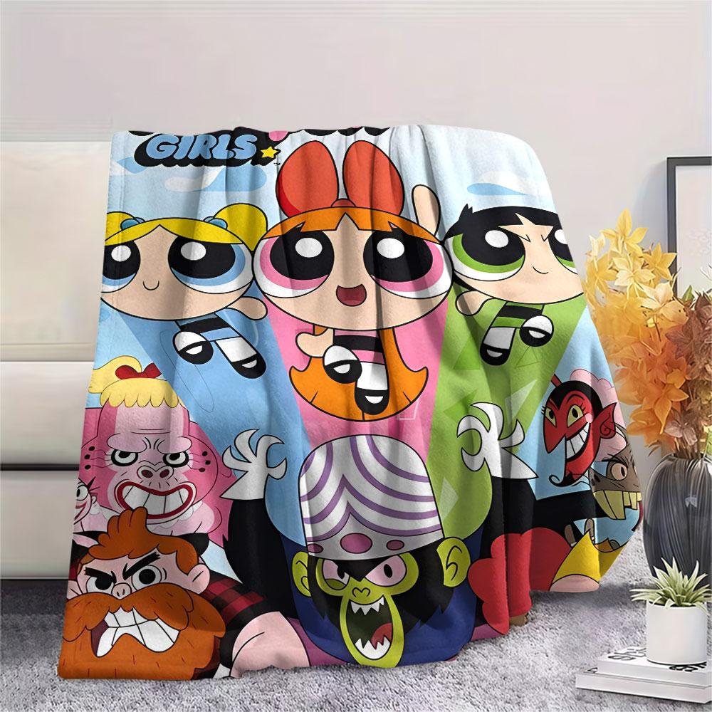 Powerpuff Girls Cartoon printing Flannel Blanket Bedroom Sofa Camping Warm blanket Gifts for family and friends-MJ011