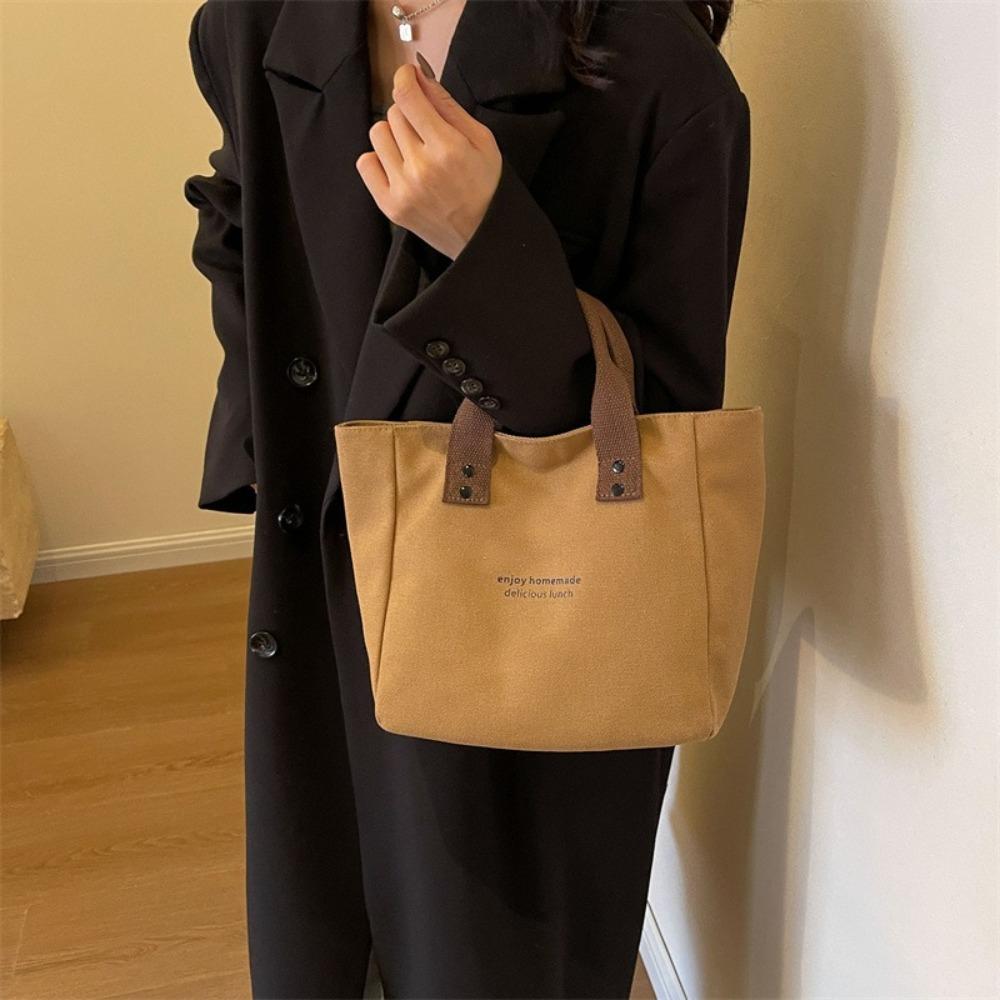 Однотонная холщовая сумка-тоут Большая вместимость Тканевая сумка через плечо Повседневная сумка для покупок Мужская