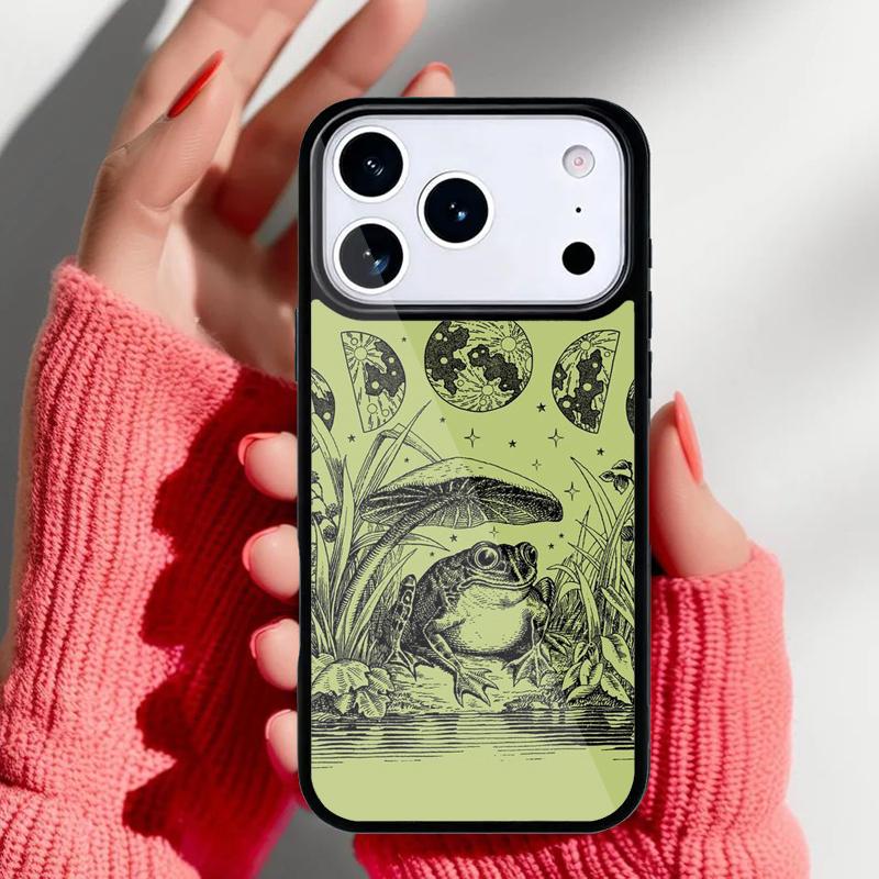 Магический гриб Лягушка Луна в стиле Cottagecore Чехол для телефона iPhone 17 16 15 14 13 Pro Max Задняя крышка для 12 11 Pro Coque