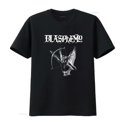 Футболка с принтом Blasphemy Rock Band, готический дизайн с архангелом, для мужчин и женщин, винтажная, стиранная, повседневная уличная одежда, графическая, удобная