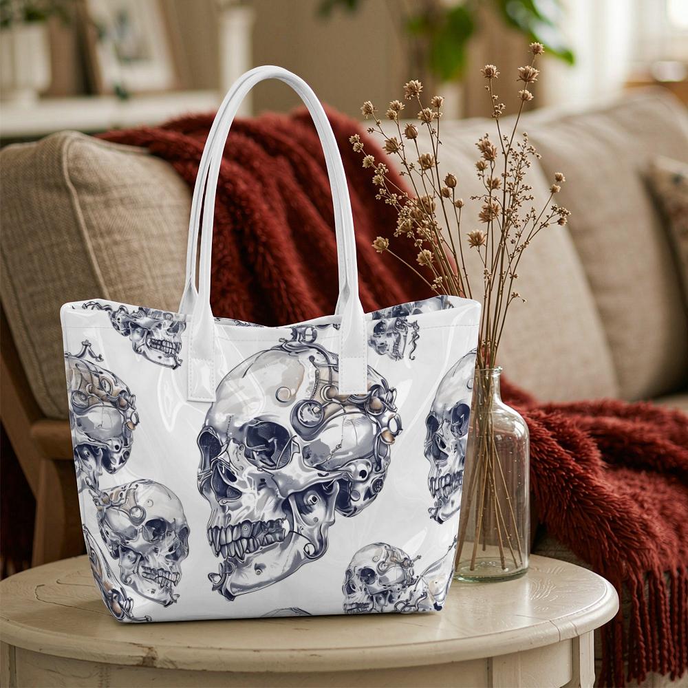 Steampunk Skull Printed Fashion Tote Bag Casual Trendy Shoulder Handbag for Daily Use