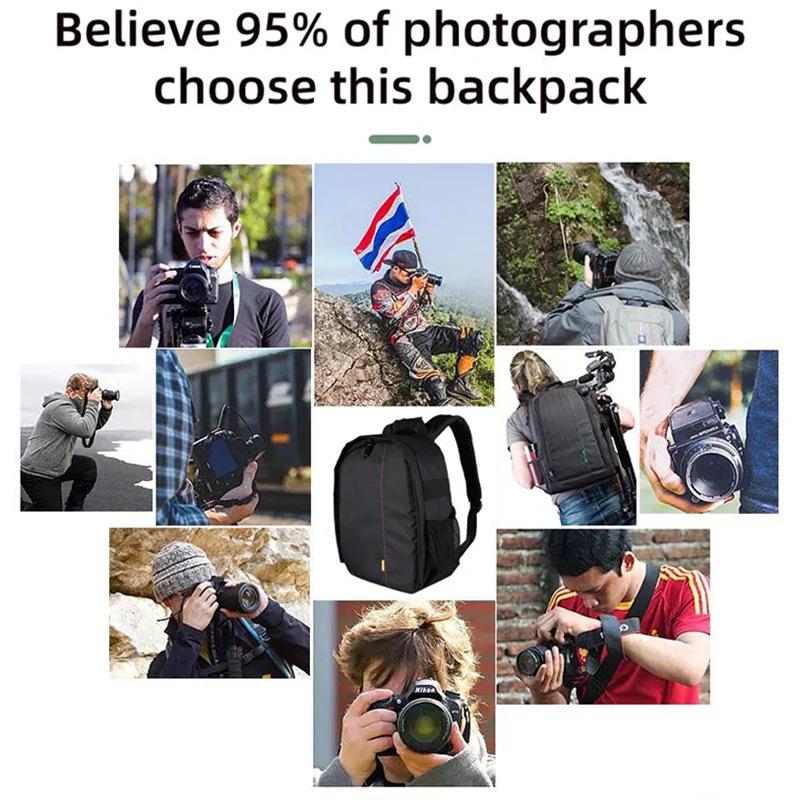 Waterproof Outdoor Camera Shoulder Bag for Canon Nikon Sony DSLR Large Capacity Travel Backpack Black