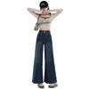 No leg elasticity, slightly high waist straight jeans, children's new loose and thin nine-point trousers lengthened