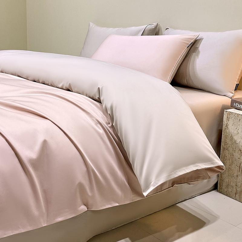 Class A cotton long-staple cotton four-piece set 10s high-density light luxury good texture skin-friendly sheets pure cotton household bedding