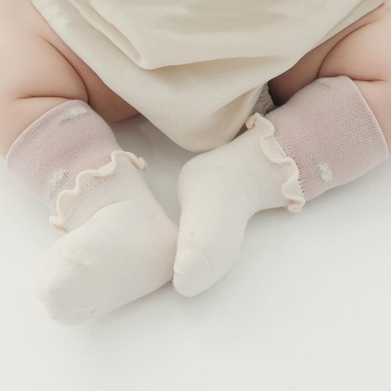 Newborn Infants Frilly Socks Soft Girls Cotton Sock For Kids Flower Pattern Children's Sock High Quality Baby Socken
