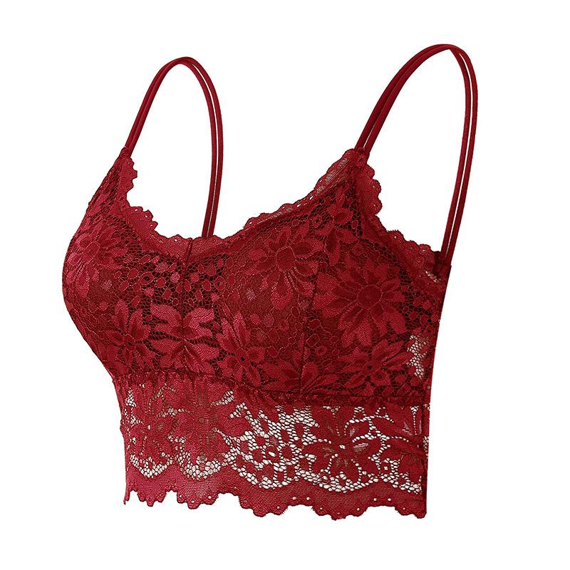 Women Lace Bras Top Comfortable Bralette Solid Color Sexy Underwear Vest Female Hollow Out Wireless Lingerie Seamless Bra