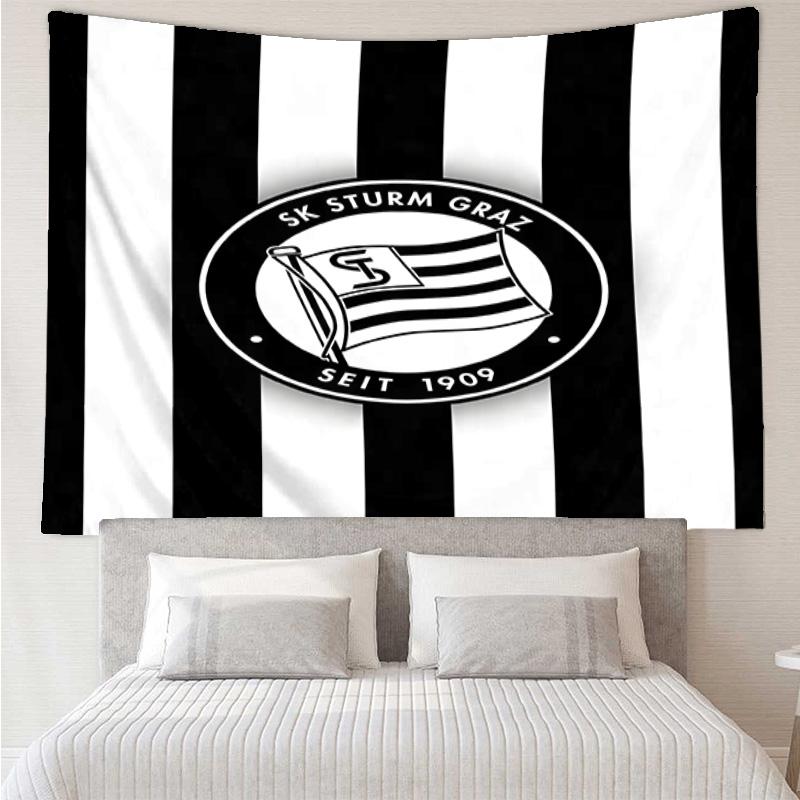1PC Sturm Graz Crest Emblem Printed Tapestry Room Decoration Wall Hanging for Living Room Bedroom, dormitory, Birthday and Christmas gifts