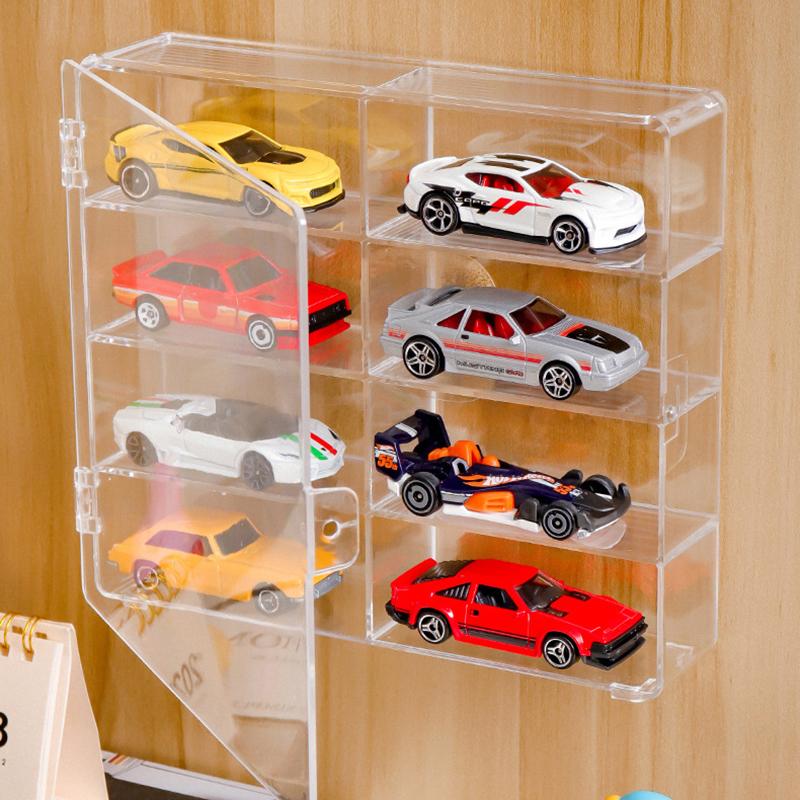 1:64 акриловых автомобильных витрин для игрушечных шкафов для моделей автомобилей, пылезащитная автомобильная непробиваемая клейкая настенная прозрачная витрина