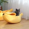 Creative Banana Boat Pet Bed Semi-Enclosed Cat Nest All-Season with Cover for Small Medium Dogs Hamster Nest