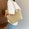 Solid Color Beach Handbag Bohemian Underarm Shoulder Bag Elegant Straw Tote Bag  Summer