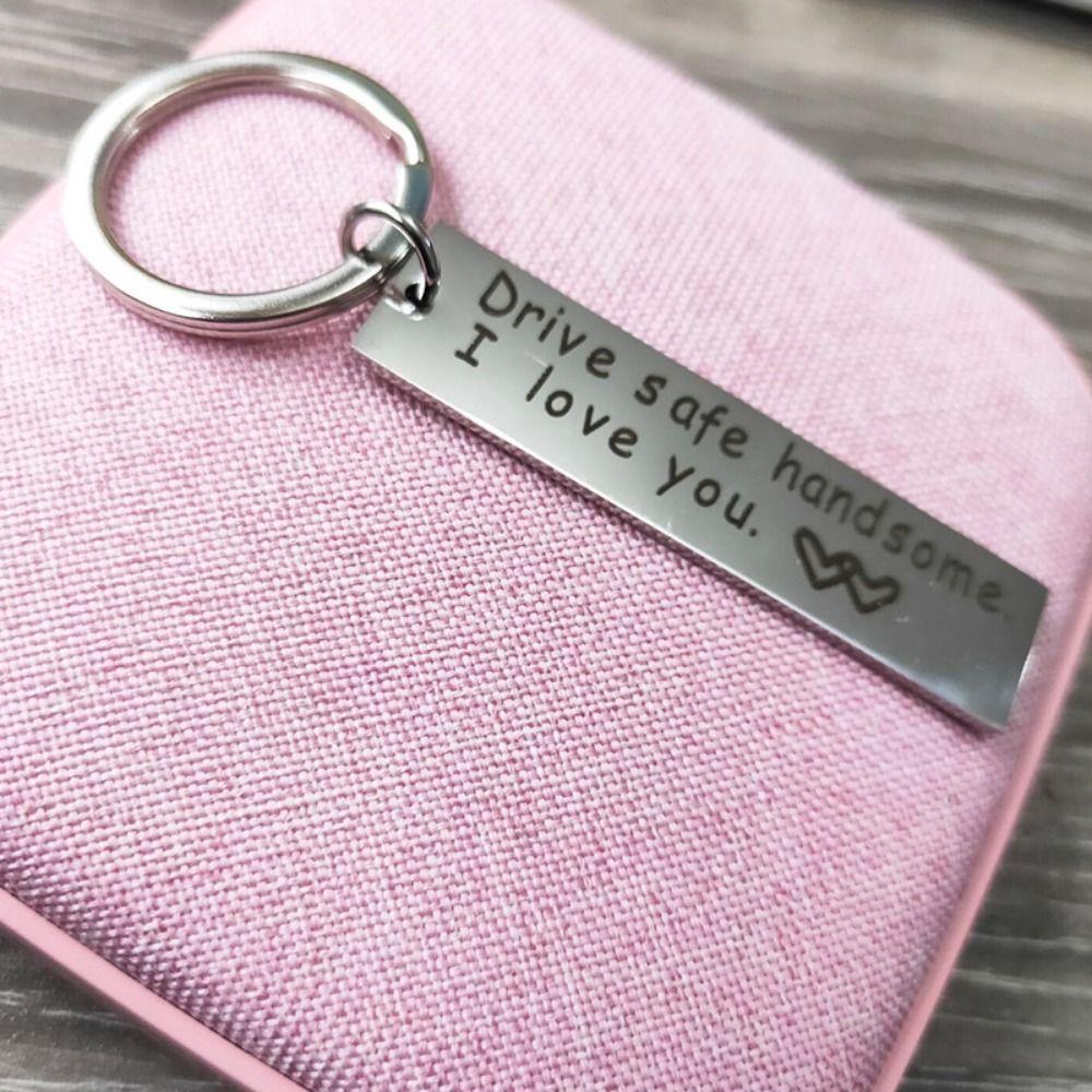 Double Sided Mirror Polishing Drive Safe Keychain Letter Keychain Anniversary