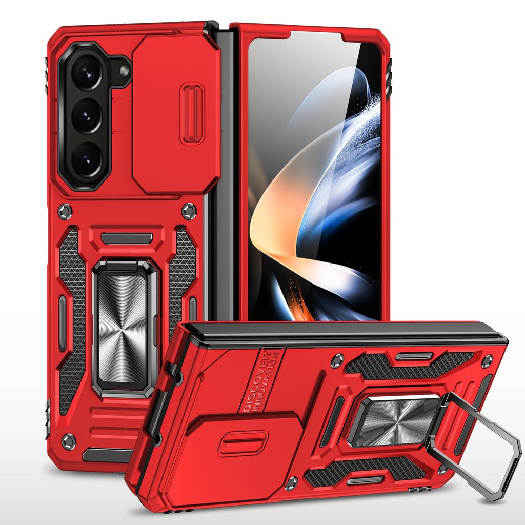 Armor Series For Samsung Galaxy Z Fold6 5G Kickstand Case Slide Lens Cover PC+TPU Phone Shell