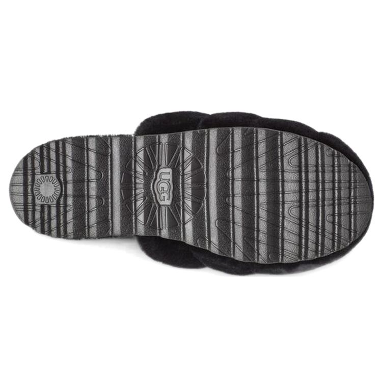UGG Кроссовки женские Super Fluff Slipper черные 1121751-BLK