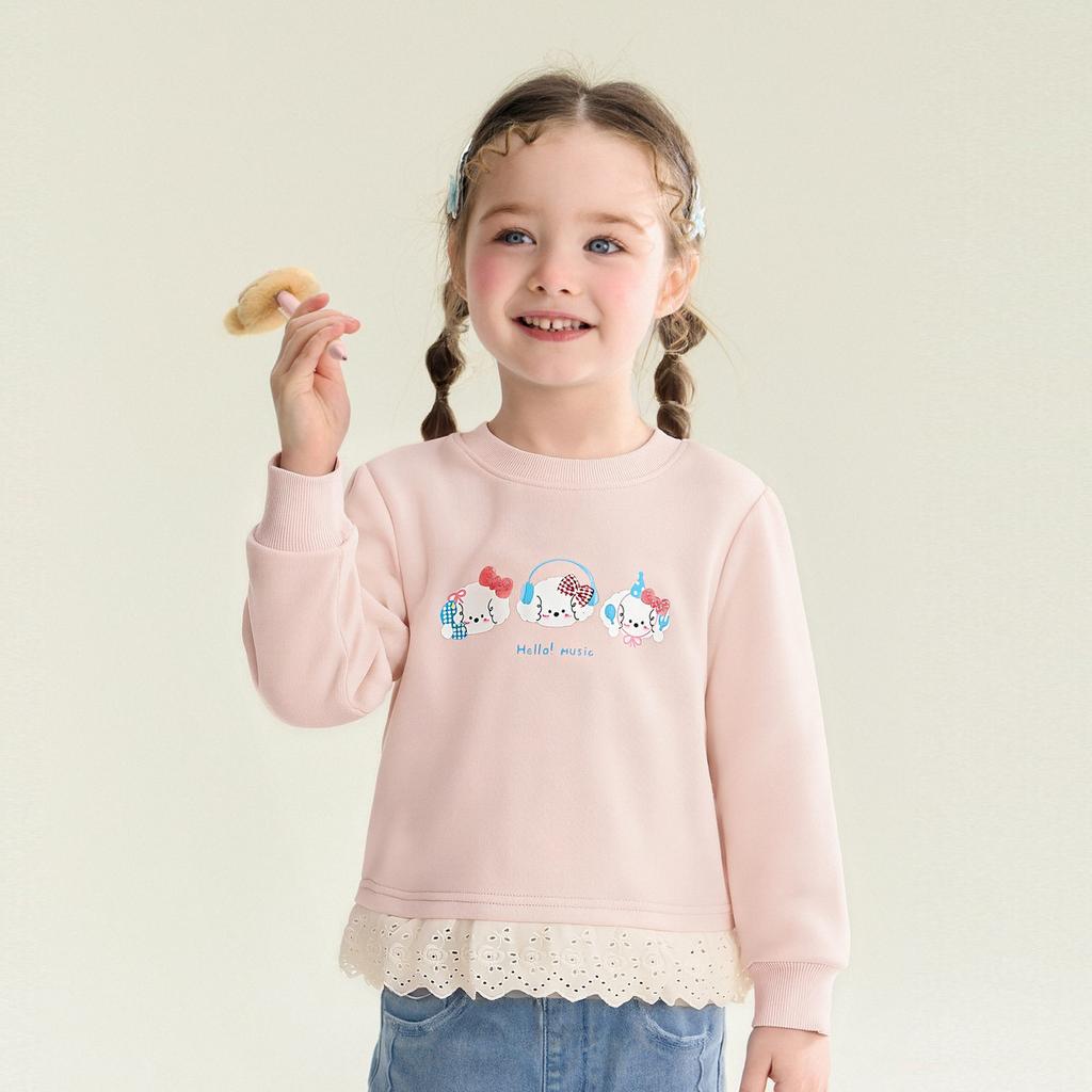 Sweet Printed Hoodie: 26 Spring Children's Lace and Lace Bottom Top for Infants and Girls