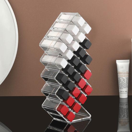 Складной органайзер для помад 16 или 28 отделений Держатель для помад Прозрачная акриловая башня для помад Стенд для хранения блесков для губ для туалетного столика