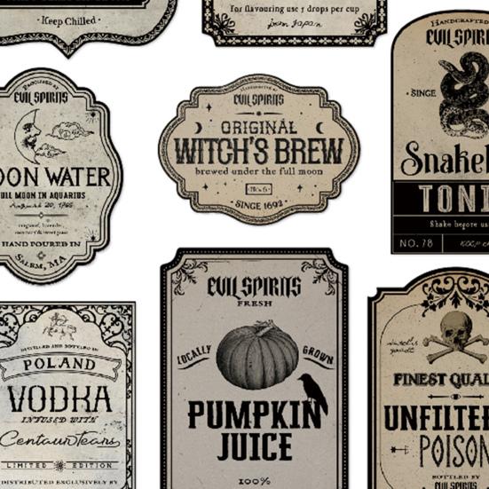 12 листов этикеток на бутылки вина на Хэллоуин, наклейки на бутылки пива, водонепроницаемые наклейки на бутылки с зельями, аптекарские наклейки, украшения для вечеринки на Хэллоуин