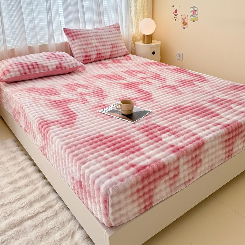 Плюшевая простыня Теплая простыня на резинке Мягкое постельное белье для зимы Домашние простыни Нескользящий наматрасник сабанас пара кама (Нет наволочки)