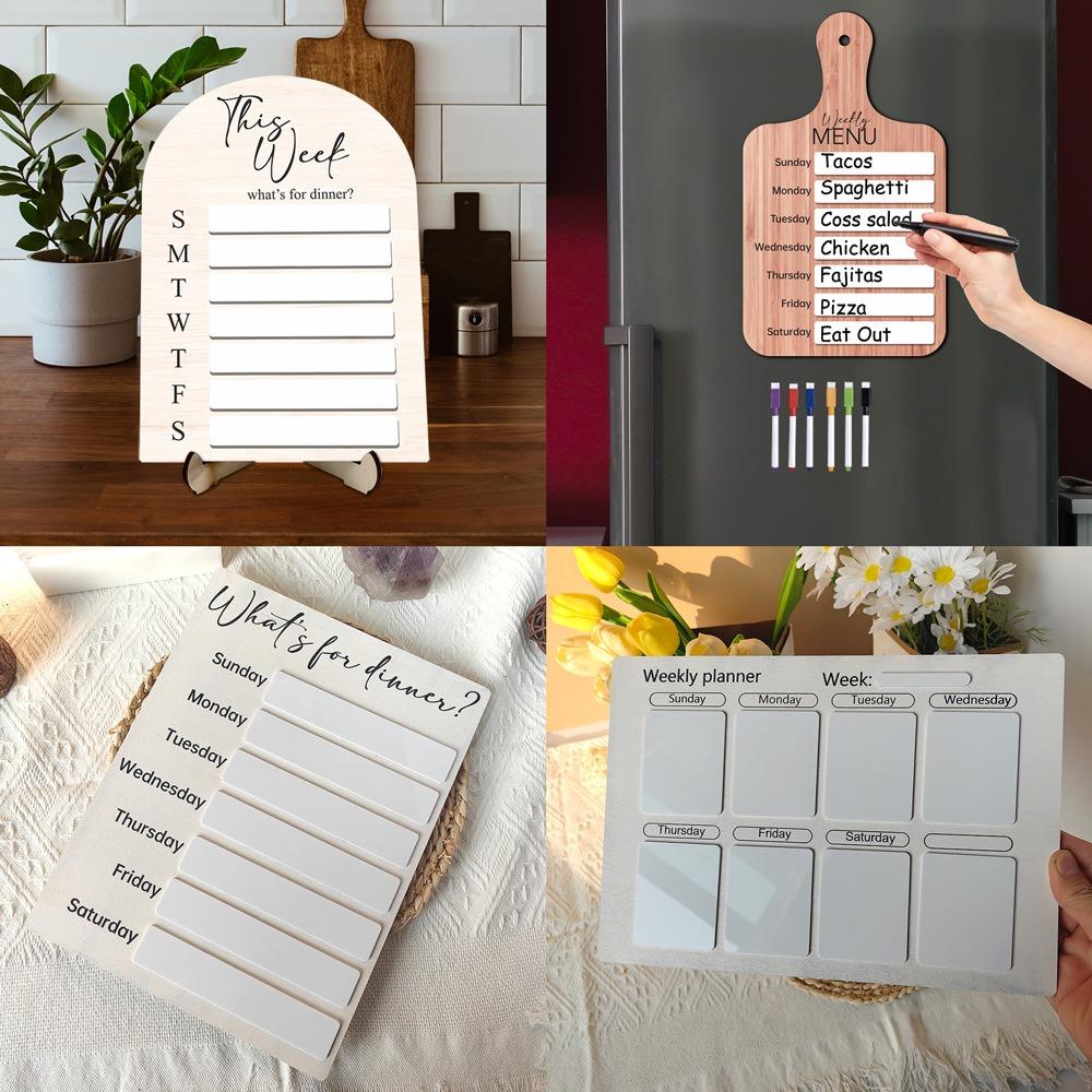 Wood Fridge Meal Planner with Pen Meal Prep Board Weekly Food Menu Board  Dinning Tale