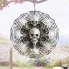 Large 3D Metal Skull Wind Chime – Artistic Kinetic Garden Decor with Swirl Design, Reflective Outdoor Ornament for Patioeco