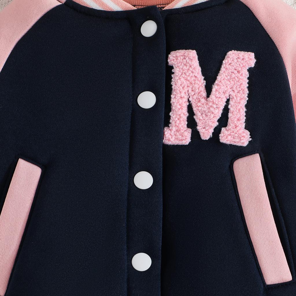 KidsJacket Set New Baseball Uniform Letters Long-sleeved Jacket Solid Colour + Trousers Two-piece Children's Suit 6M-3Y