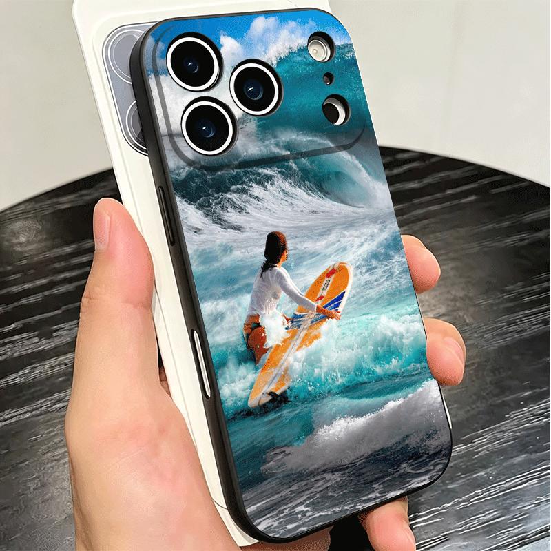 Чехол для телефона Surfboard Surfing Surf Summer Мягкий для iPhone 16 16E 17 Air 15 Pro Max 14 Plus 13 Mini 11 12 7 Черный Задняя крышка