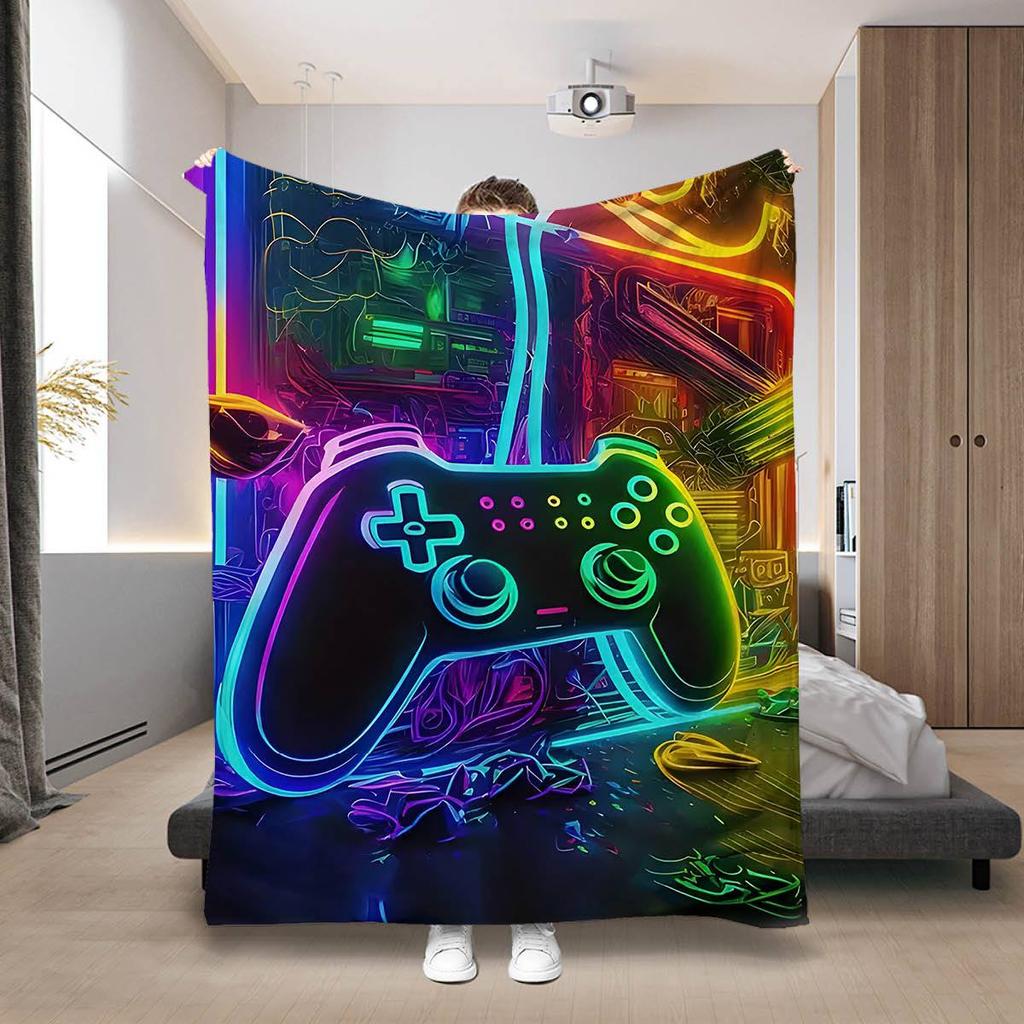 Красочный геймпад с принтом Фланелевое одеяло Семейное одеяло Плед Домашнее диванное одеяло Одеяла для перерыва на обед Детские студенческие одеяла Подарки для сна