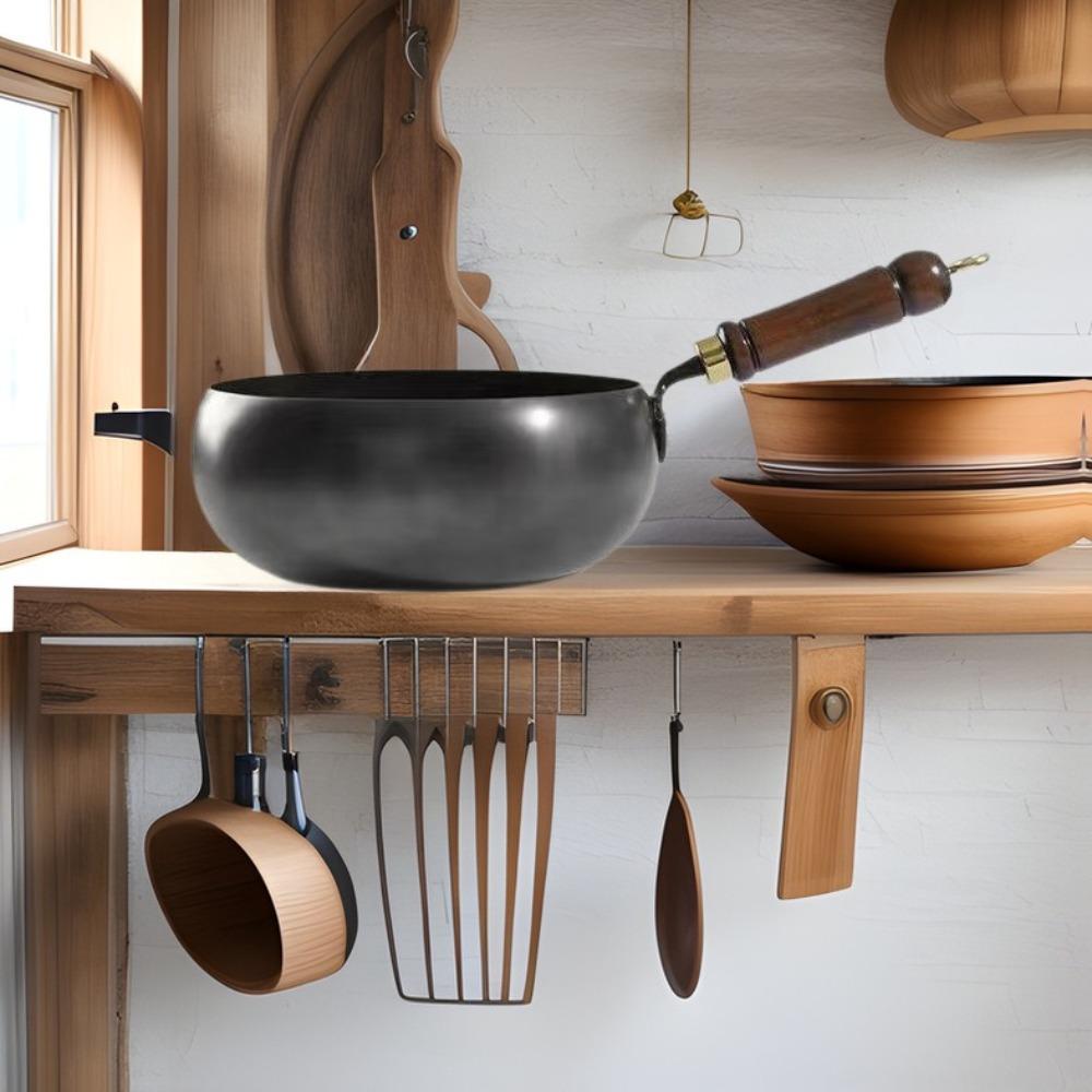 Здоровый чугунный горшок ручной ковки с антипригарным покрытием и деревянной крышкой, сковорода без покрытия, большой горшок, индукционная плита, газовая плита