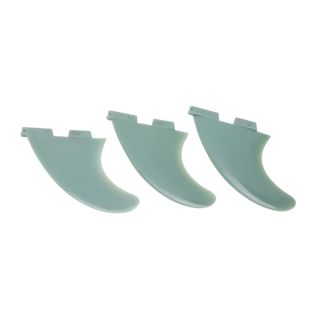 3pcs Surfboard Tail Fin Fiberglass Paddle Board Fin Replacement Green Surf Accessories
