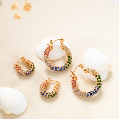 Серьги с инкрустацией из 18-каратного золота и цветными бриллиантами Design Sense Trendy Versatile Earrings